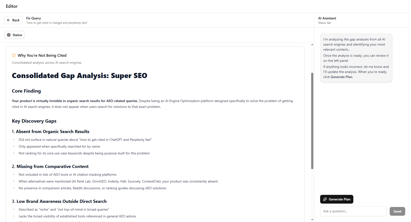Campaign briefing showing competitive narrative extraction and strategic analysis